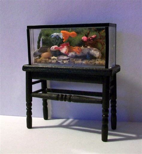 Fish Tank With Stand Half Inch Scale Dollhouse Etsy Fish Tank Stand