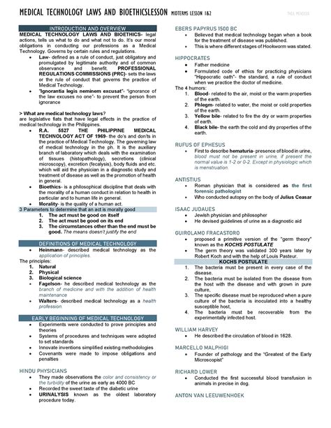 MTLB L1 MTLB LESSON 1 INTRODUCTION AND OVERVIEW MEDICAL TECHNOLOGY