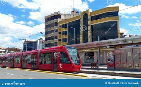 Red City Tramway Tram In City Cuenca Ecuador Editorial Stock Photo