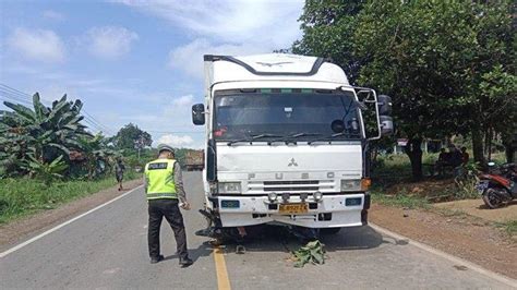 Adu Kambing Truk Vs Motor Pengendara Vario Tidak Sadarkan Diri