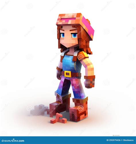 Realistic Female Minecraft Character With Blue Boots Royalty Free