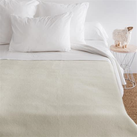 Couverture pure laine vierge Woolmark 500g m² VOLTA 240x300 cm Blanc