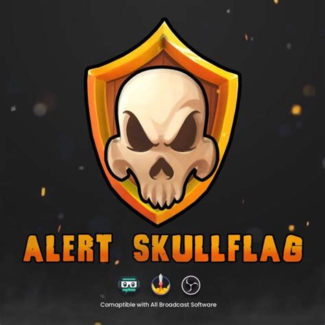 Skullflag Animated Alert For Twitch Head Skull Shield Etsy