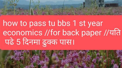 How To Pass Tu Bbs St Year Economics Back Students