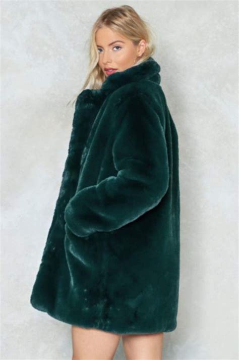 Green Fur Green Coat Fall Winter Jacket Autumn Winter Fashion