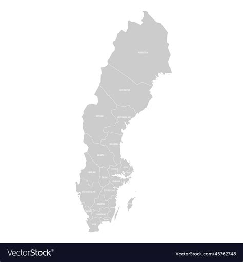 Sweden Political Map Of Administrative Divisions Vector Image