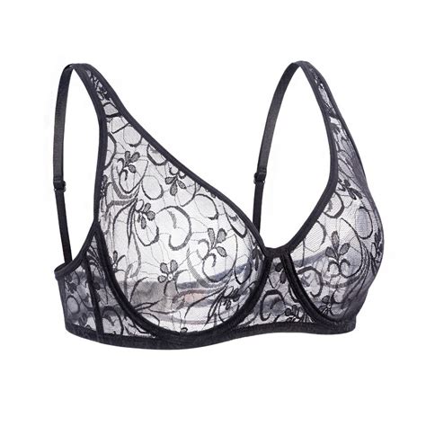 Plus Size Womens Bras Lace Sheer Bra Unpadded Party Sexy Lingerie Mesh