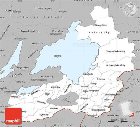 Gray Simple Map of Chita Oblast