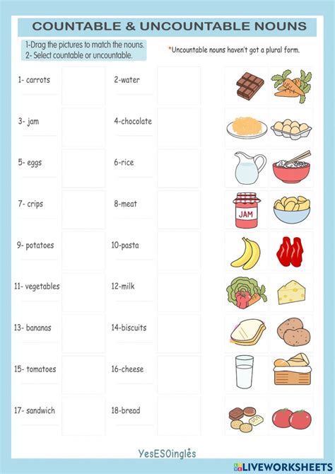 Countable And Uncountable Nouns Online Worksheet For 1 ESO You Can Do