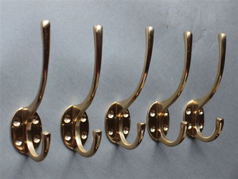 5 X Solid Brass Wall Hooks Vintage Style Bathroom Bath Towel Etsy