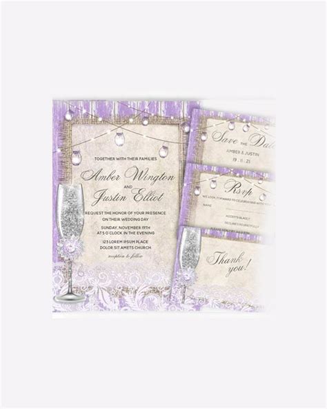 Rustic Purple And Burlap Wedding Invitation Ideas