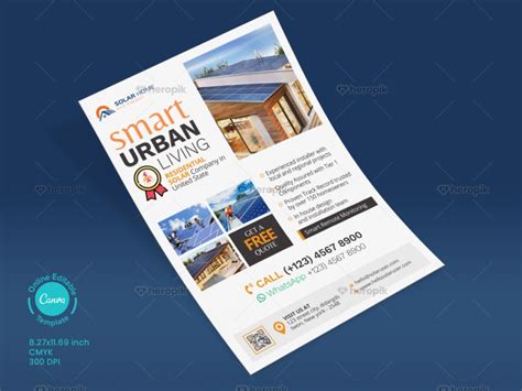 Smart Urban Living Solar Flyer Design Canva Template Heropik