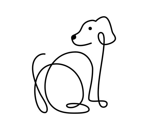 Dog One Line Drawing On White Royalty Free Vector Image, 50% OFF