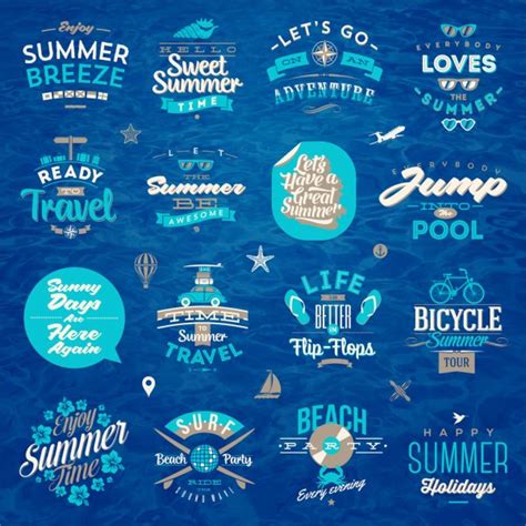 Vector Set Of Travel And Summer Vacation Type Design Stock Vector S