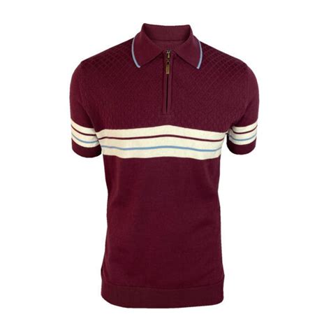 Trojan Border Stripe Fine Gauge Zip Polo Port