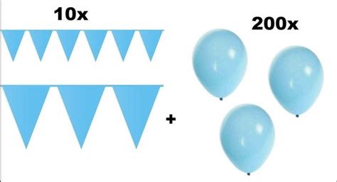 10x Vlaggenlijn 10 Meter 200 Ballonnen Licht Blauw Bol