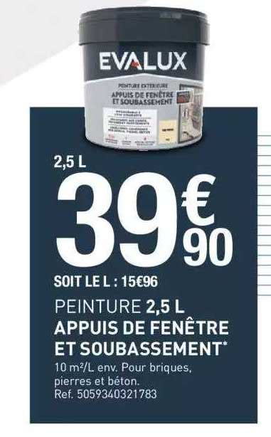 Promo Peinture 2 5 L Appuis De Fenêtre Et Soubassement Evalux chez