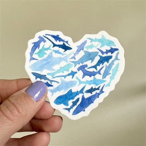 Shark Heart Sticker Shark Decal Shark Sticker Shark Lover Gift Shark