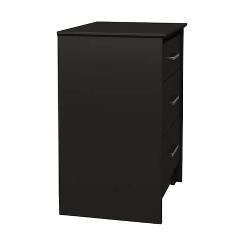 Prepac Coal Harbor 3 Drawer Black Nightstand With Beveled Edges And