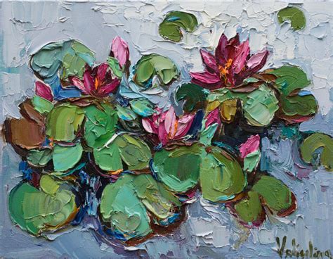 Pink water lilies #2 Original Oil painting by Anastasiya Valiulina ...