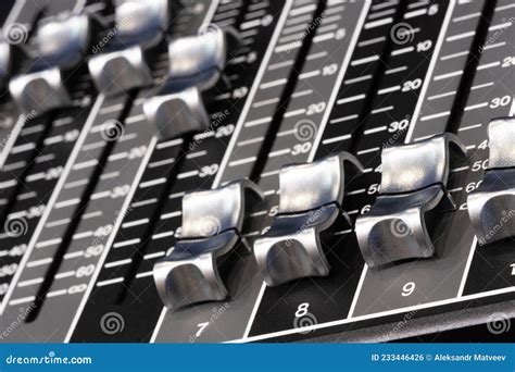 Audio Sound Dj Mixer Control Panel Remote For Music Keyboard Close Up View Macro Closeup Stock