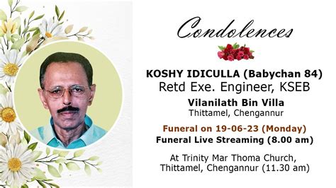 Funeral Service Live Streaming Of Koshy Idiculla Babychan 84