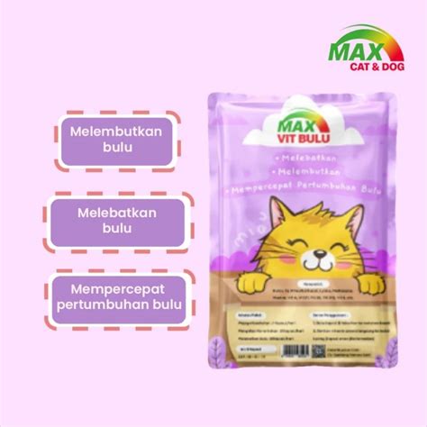 Jual MAX VIT BULU Vitamin Bulu Kucing Melebatkan Bulu Kucing Anti