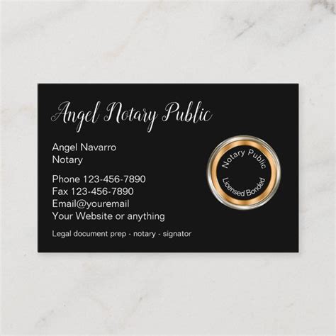 Classy Notary Public Services Business Card