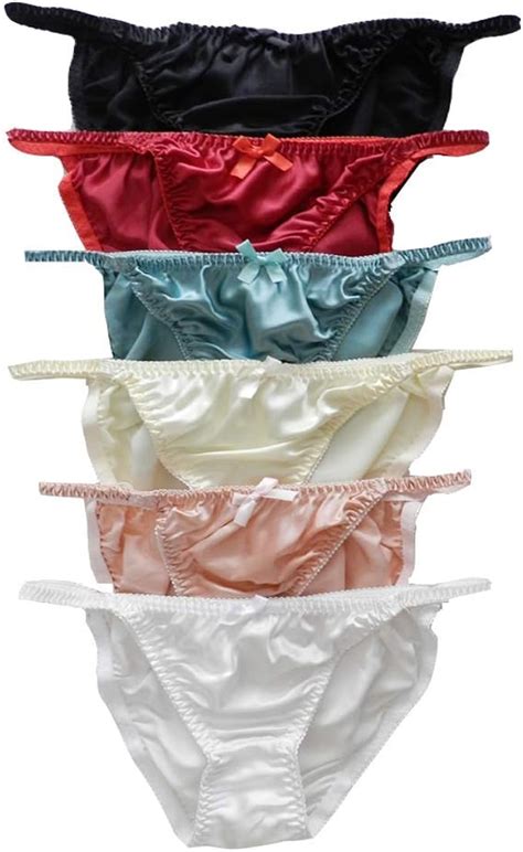 Yavorrs 6pcs Sexy Womens 100 Silk String Bikini Panties S M L Xl Xxlw26 41solid Amazonca