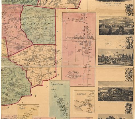 Map of Litchfield County Connecticut CT. 1859 Vintage | Etsy