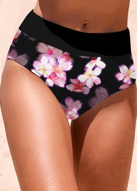 Mid Waisted Floral Print Pink Bikini Bottom Modlily Usd