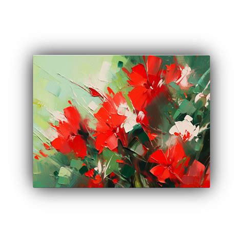 Cuadro Estilo Galería Flores Verdes Y Rojas En Lienzo Decocuadros