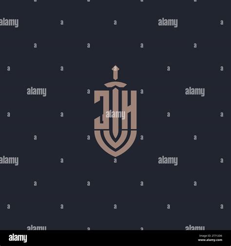 Jh Logo Monogram With Sword And Shield Style Design Template Vector