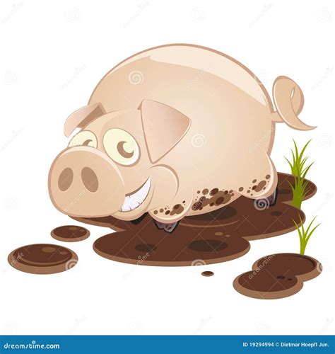 Cartoon Pig In The Mud Smiling Stock Vector Illustration Of Comic