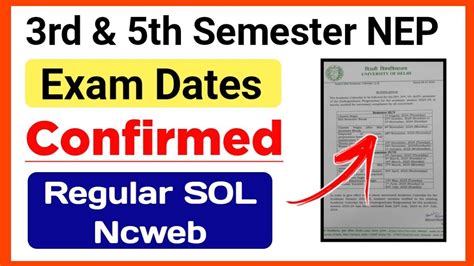 Du Sol Rd Th Semester Exam Dates Du Academic Calendar