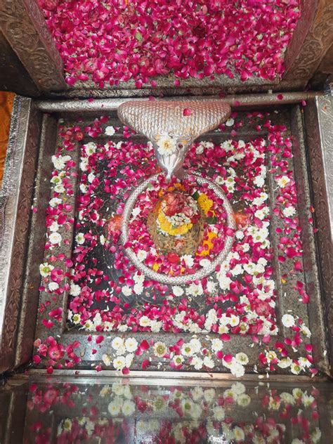 Attractive Makeup Of Lord Omkar Maharaj With Roses And White Flowers