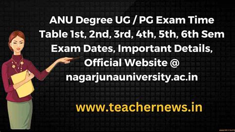 Anu Degree Ug Pg Exam Time Table Degree Odd Even Sem Exam Date