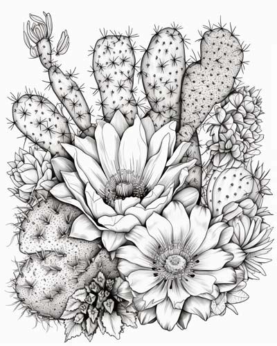Printable Cactus Coloring Pages