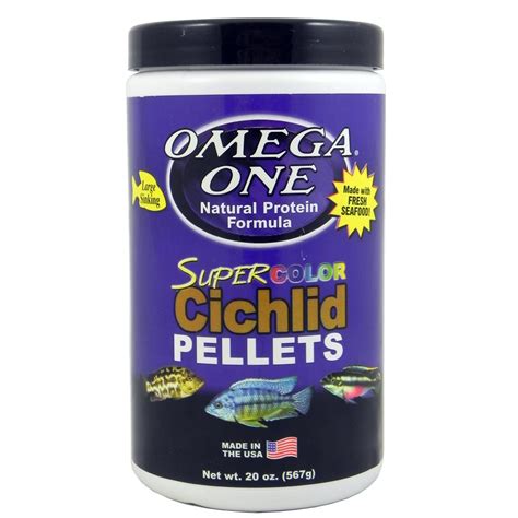 Omega One Super Color Cichlid Lg Sinking Fish Pellets 20 Oz