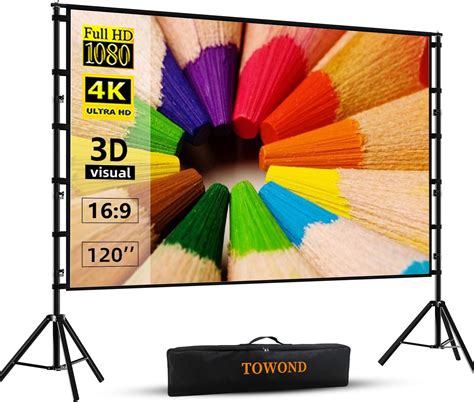 Amazon Projector Screen With Stand 120 Inch Portable Projection