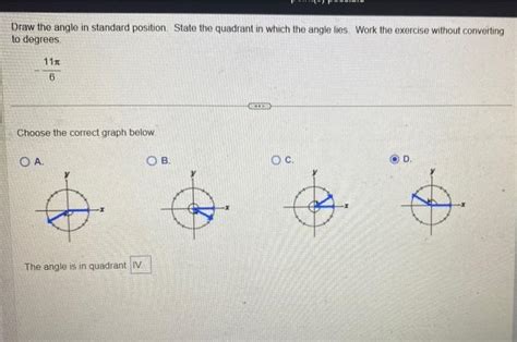 Solved Draw The Angle In Standard Position State The