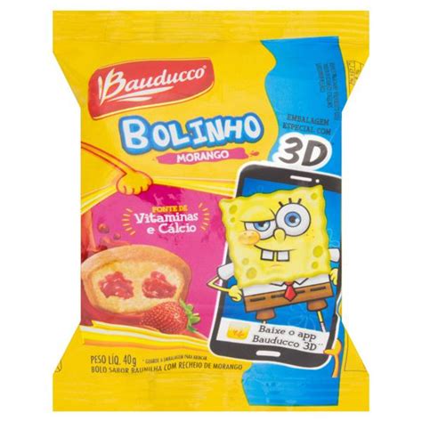 Bolinho Baunilha Recheio Morango Bauducco Pacote 40g Super Primavera