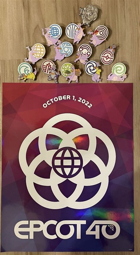 Mavin 2022 Disney Epcot 40th Anniversary Figment Symbols Mystery Pin