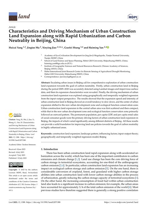 PDF Characteristics And Driving Mechanism Of Urban Construction Land