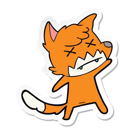 A Creative Sticker Of A Cartoon Cross Eyed Fox Stock Vector