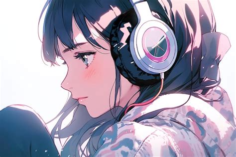 Premium Ai Image Beautiful Anime Girl Listening To Lofi Hip Hop Music