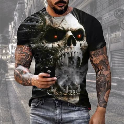 Gorąca letnia czaszka z horroru seria 3D Print T Shirt nowa moda z