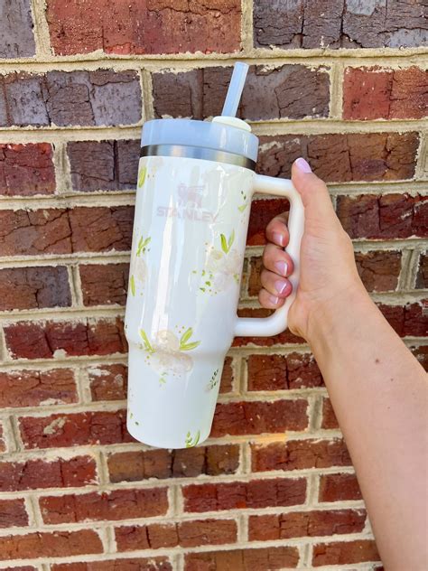 Neutral Floral Painted Stanley 30oz Tumbler Etsy