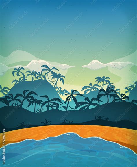 Summer Tropical Desert Island Stock Vector Adobe Stock