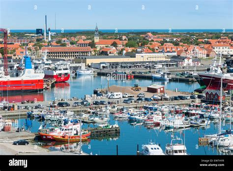 Hafen Marina und Stadt anzeigen, Hafen von Skagen, Skagen, Region Nord ...